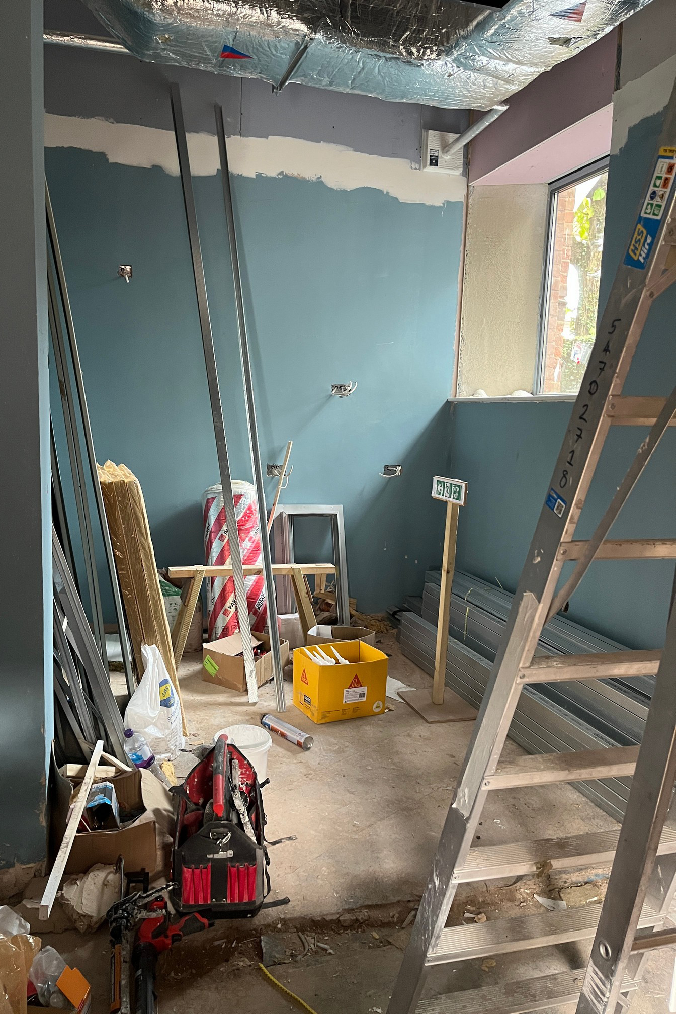 A first coat of paint has been applied in the new kitchen in Gateway Lodge