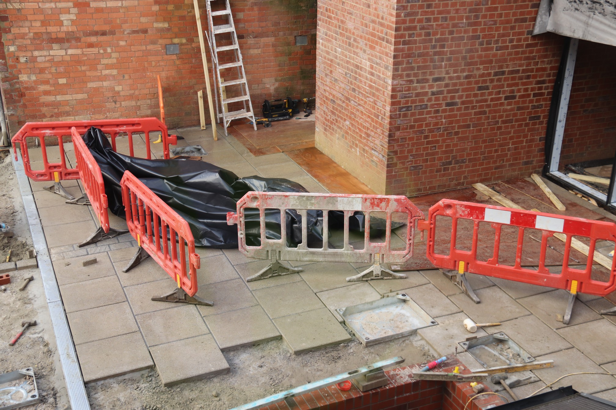 A new patio is being laid outside Gateway Lodge