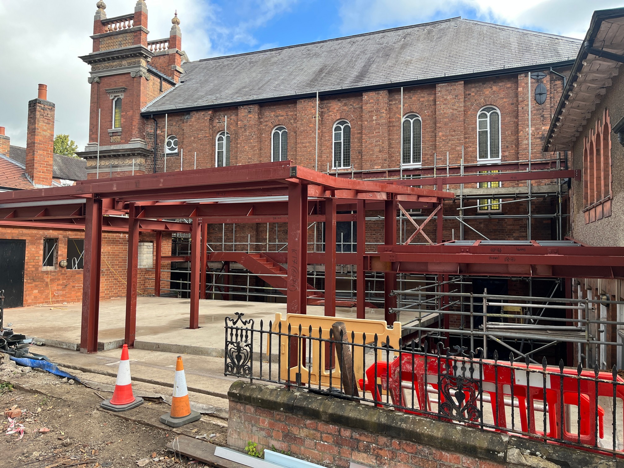 The new foyer of The Link Centre is taking shape with the erection of the steelwork and installation of the ground level floor