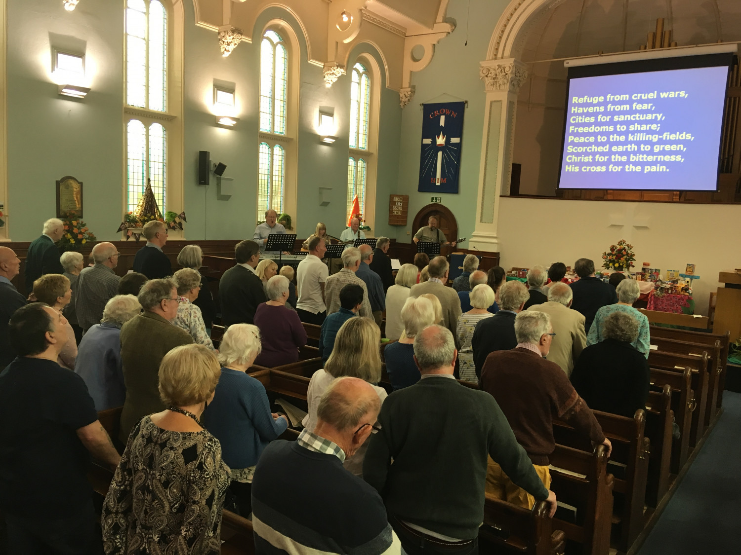 Photo of the inside of Ashbourne Methodist Church during a service