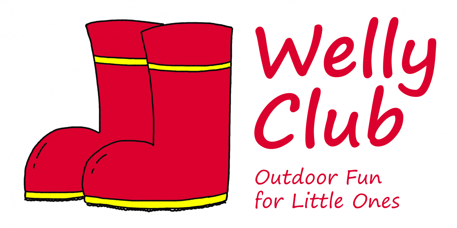A drawing of some red wellies with the text Welly Club - outdoor fun for toddlers