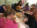 Decorating fishy biscuits